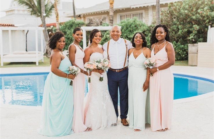 Delores with her family at a wedding